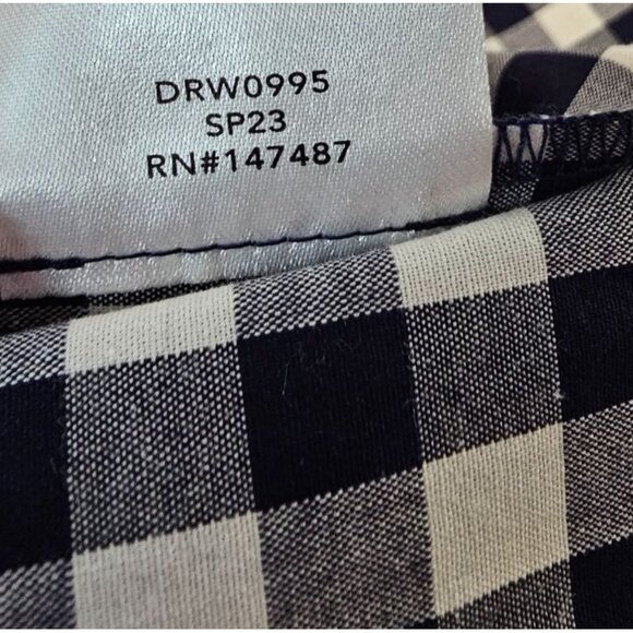 Draper James Womens XL Wanda 3/4 Sleeve Ruffle Front Dress in Navy Gingham - Picture 14 of 14